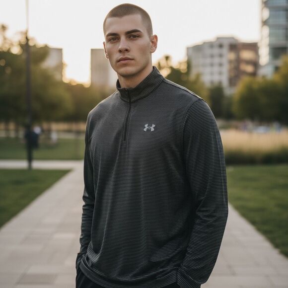 Under Armour Cold Gear Black Gray Long Sleeve 1/4 Zip XL - Picture 1 of 7
